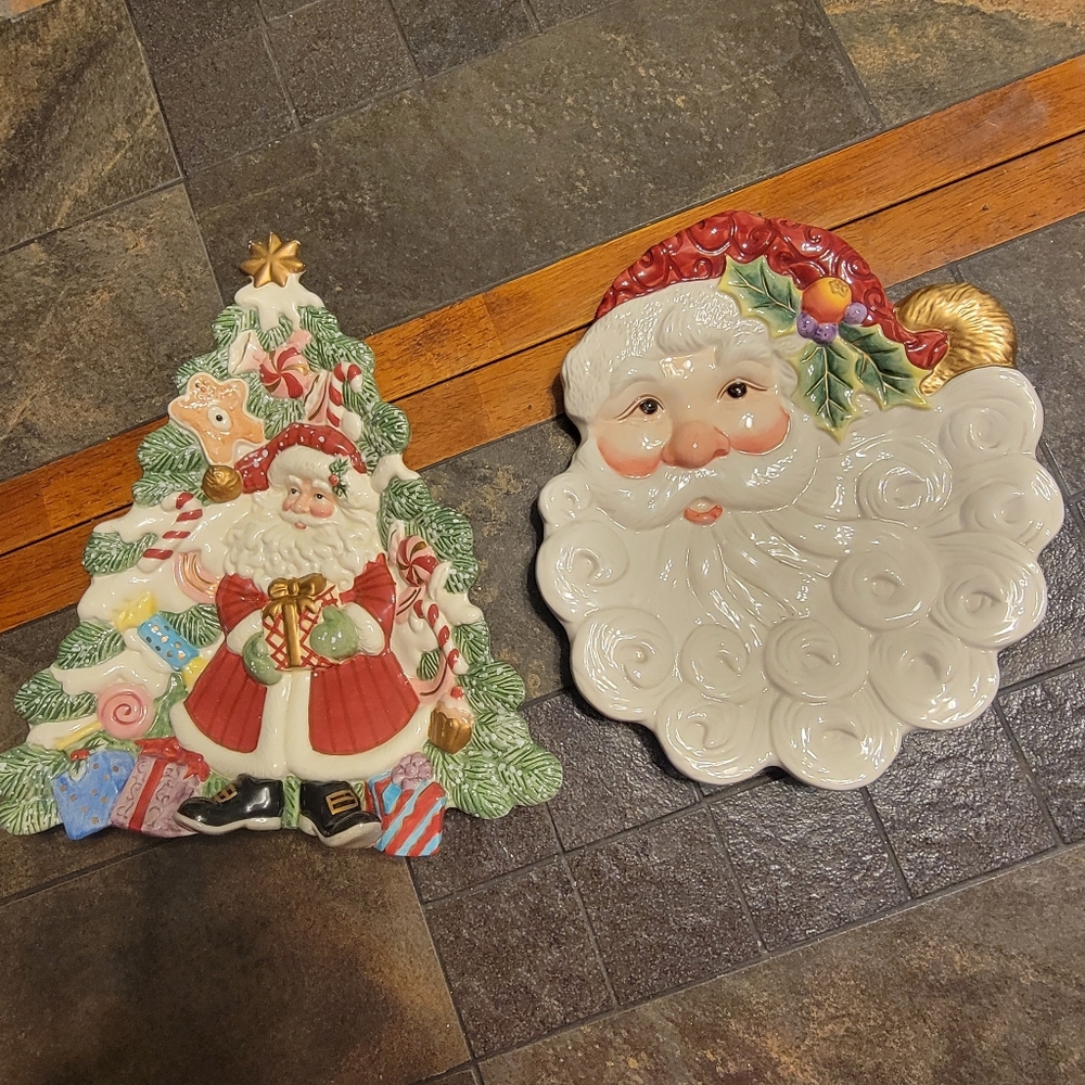 Fitz And Floyd Essentials Christmas Dish Set Canape Relish Candy Lane Magolica